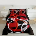 thumbnail image 2 of Homewish Abstract Geometric Bedding Comforter Set,Red Black Gray Twin Comforter Sets,Striped Circular Aesthetic Bedding Set For Men Women,Ultra Soft Home Decor Reversible,2 Pieces, 2 of 8