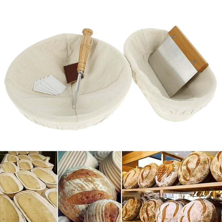 32pcs Bread Proofing Basket Set, West Bay 10 inch Round & 8 inch Oval Cane Sourdough Basket w/Bread Lame Dough Scraper Linen Liner Brush Flouring