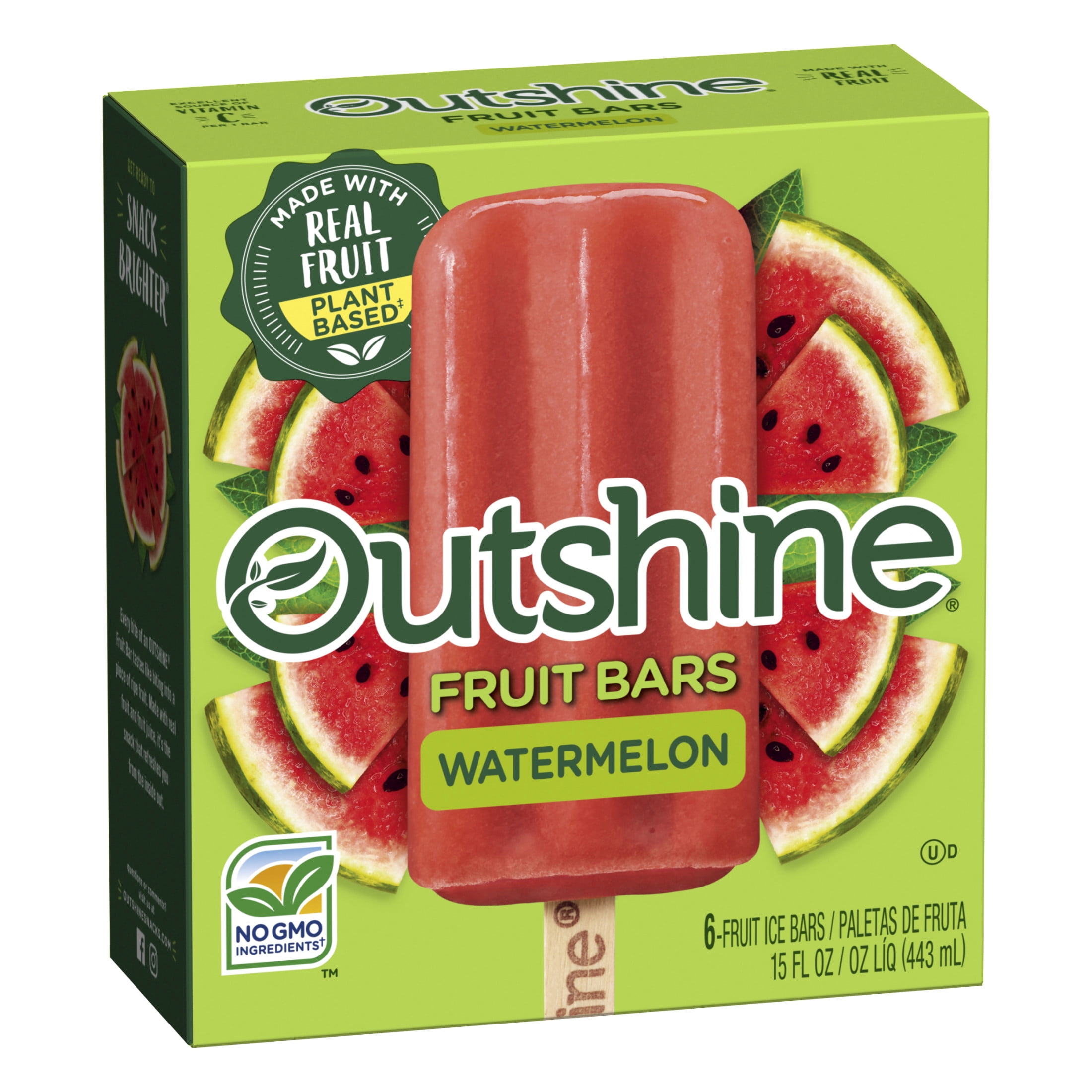 Outshine Watermelon Frozen Fruit Bars, Non-GMO, Gluten Free, 6 Count