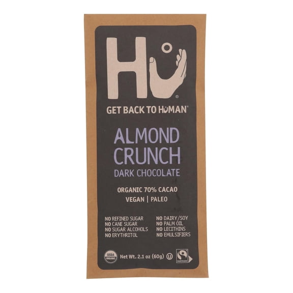 Hu - Organic Dark Chocolate Bar 70% Cacao Almond Crunch - 2.1 oz.