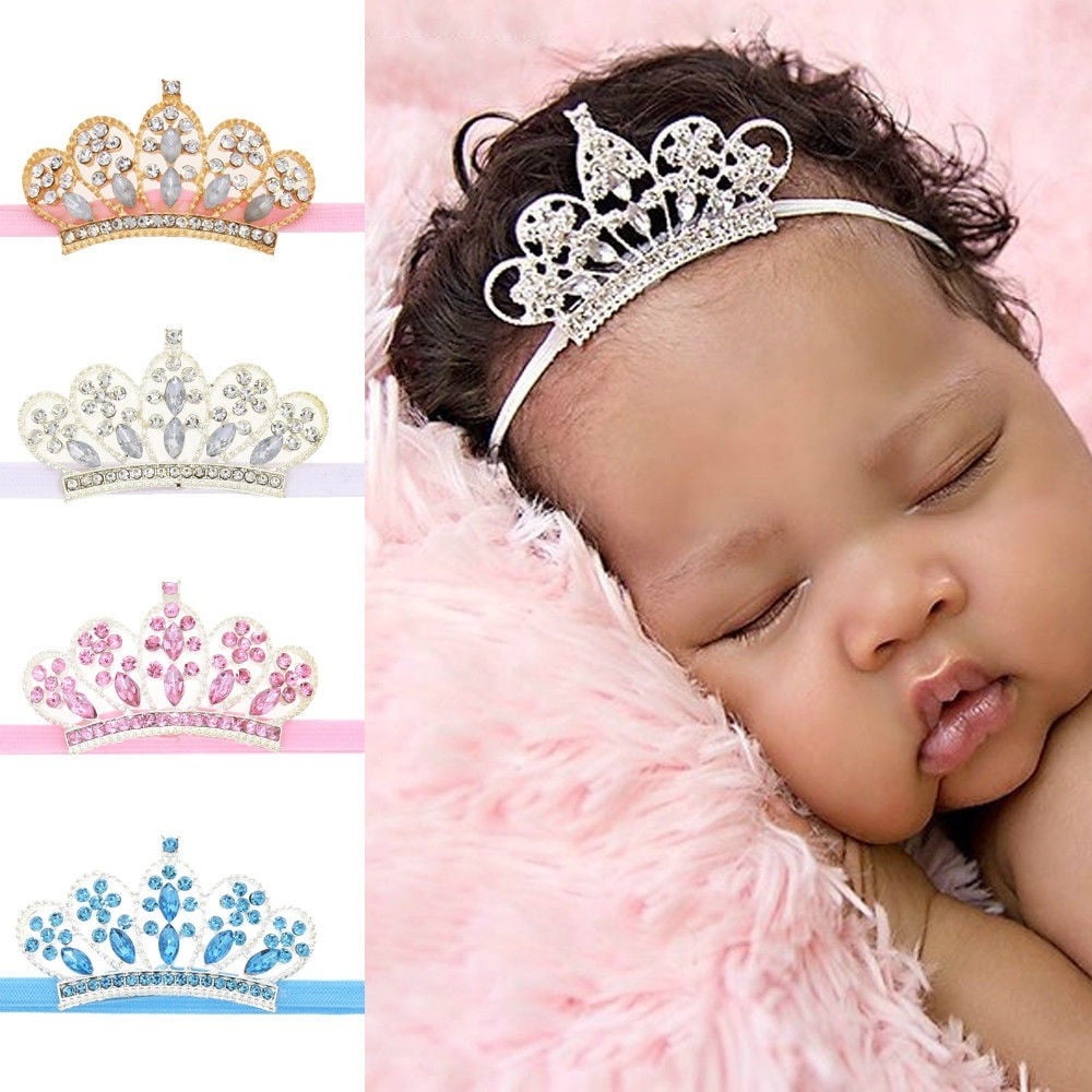 Girls Baby Kid Princess Rhinestone Crown Headband Newborn Tiara Photography Prop 