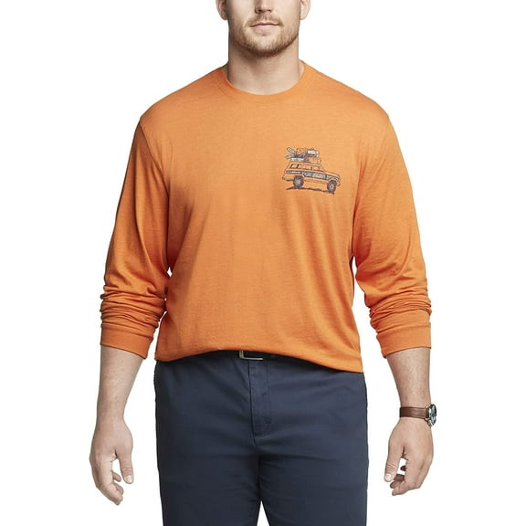 IZOD Saltwater Mens Big & Tall Orange Weekend Bound Long Sleeve Shirt 2XL