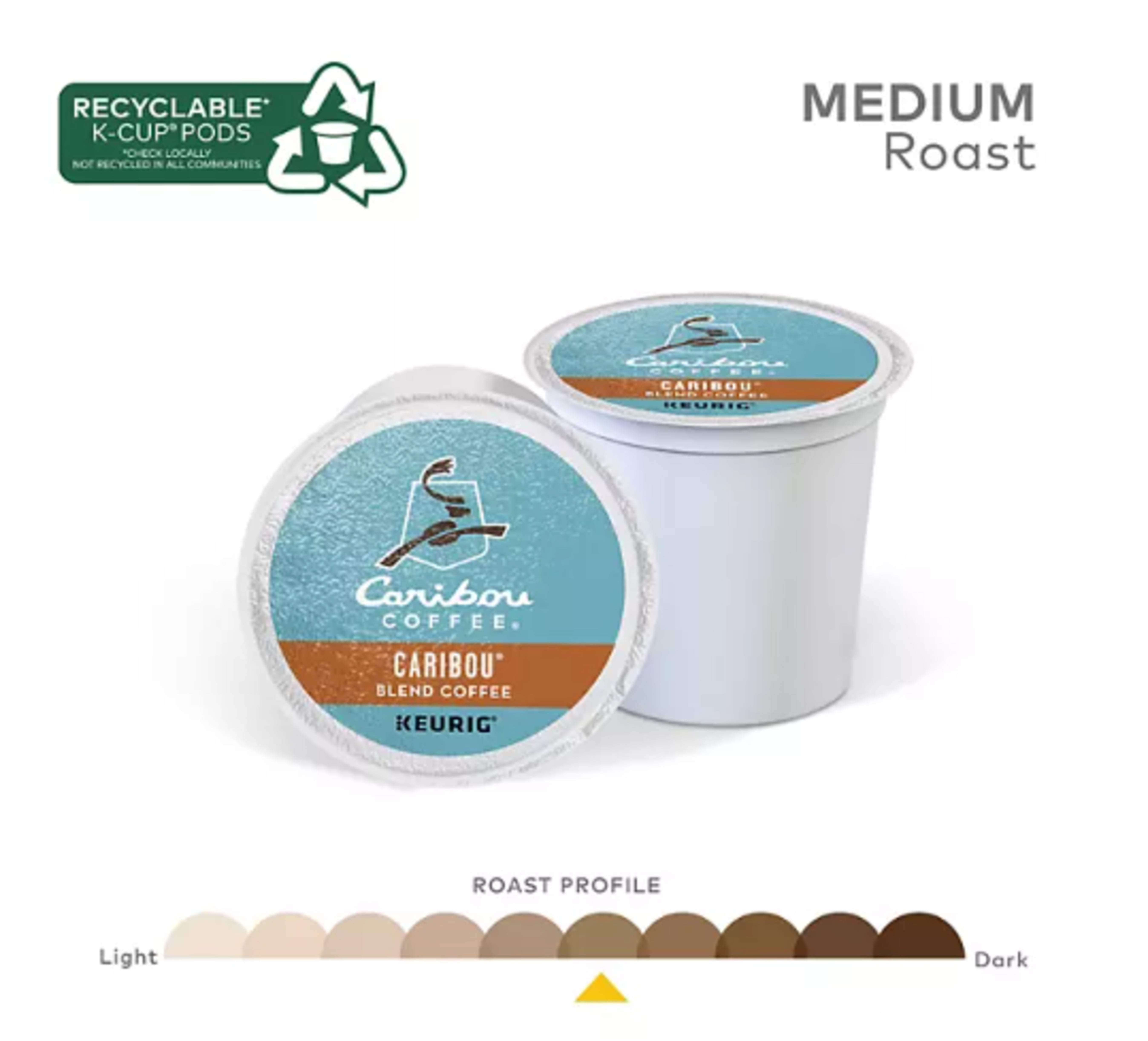 Caribou Coffee Medium Roast K-Cup Pod, Caribou Blend, 80 ct.