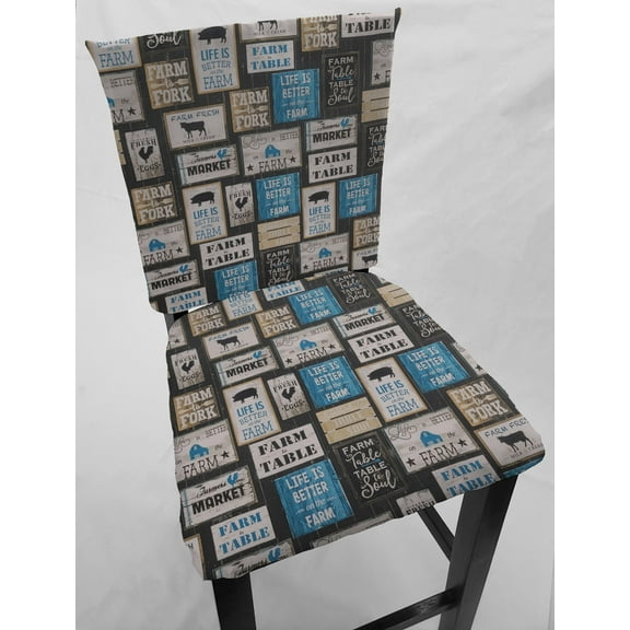 Farm To Table Dining Room Chair Back Covers or Seat Covers by Penny's Needful Things (Seat Cover Only) (Blue)