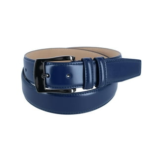 blue dress belt mens Navy Blue Genuine Italian Calfskin Leather Belt 32 / 40 mm