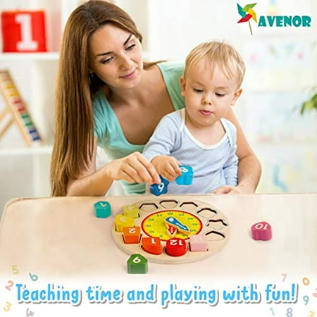 Avenor Clock Learning for Kids Teaching Time Montessori Toys for Toddlers Learning Clock Early Learning Educational Toy Gift for 3 Year Old Toddler Baby Kids