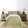 thumbnail image 4 of Ambesonne Garden Quilted Bedspread Set 2 Pcs, Meadow Inspired Spring, Twin Size, Indigo Yellow Taupe, 4 of 5