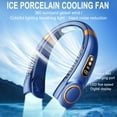 thumbnail image 5 of Avtoify Neck Fan, USB Portable Neck Hanging Fan Cold Fan Handheld Rechargeable Mute Sports Fan 5-Speed Adjutable Colorful Ambient Light Neckband Leafless Fan for Home office Blue, 5 of 6