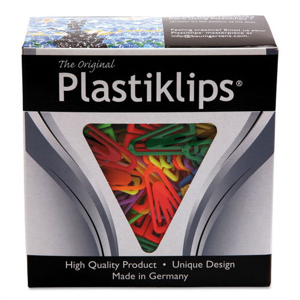 Plastiklips Paper Clips, Medium (no. 4), Assorted Colors, 500/box | Bundle of 2 Boxes