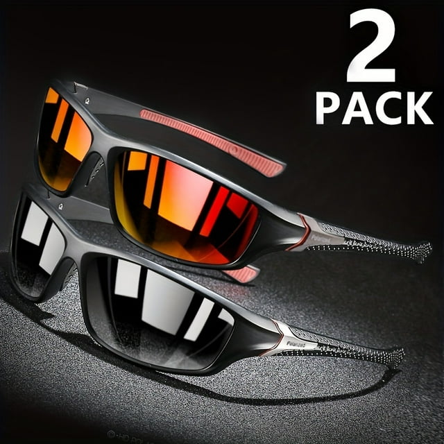 2pcs Fashion Polarized Sports Glasses For Men, For Driving Cycling Fishing