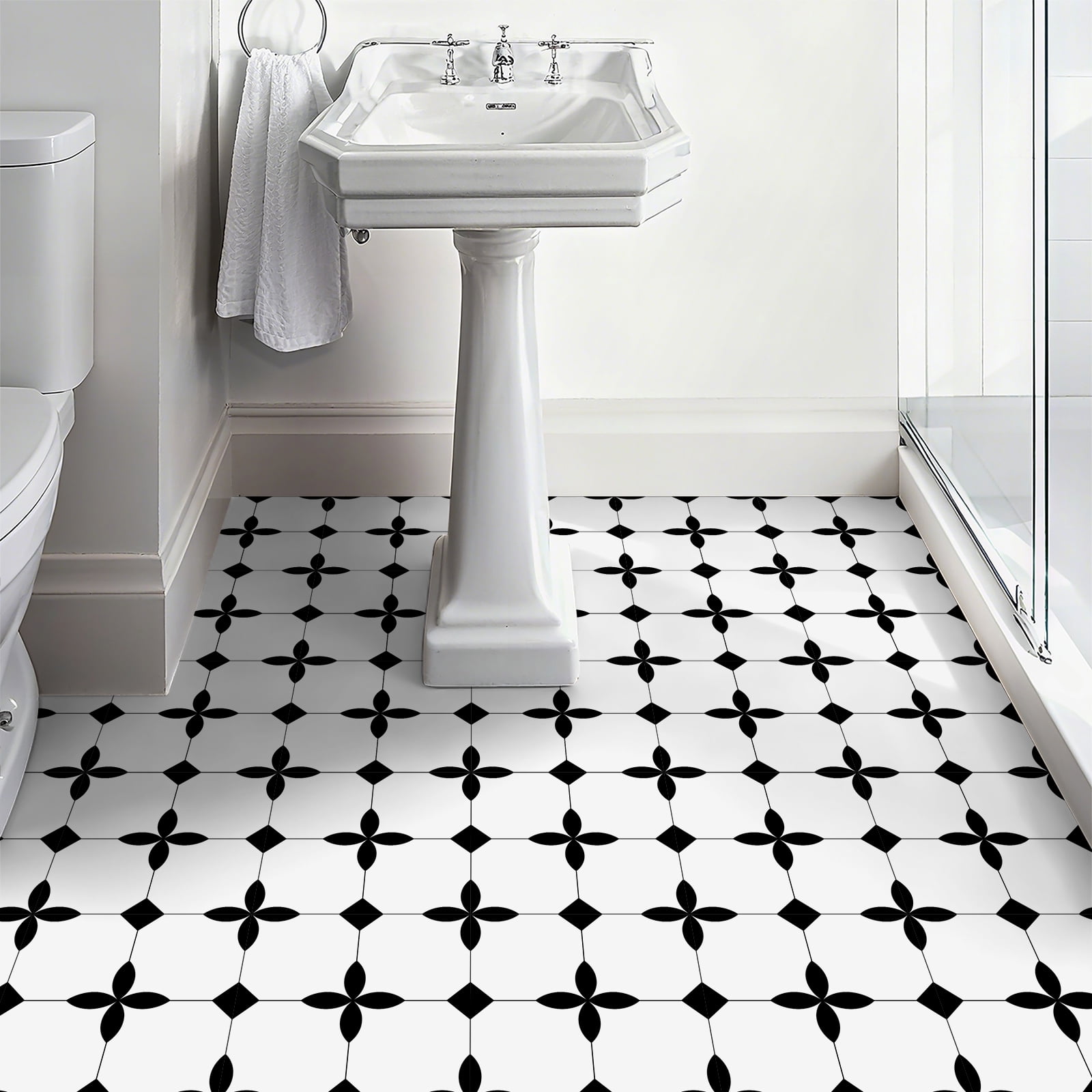 DEWOO 10 Sheet Peel and Stick Floor Tile, Vinyl Flooring, Waterproof DIY Flooring for Bathroom, Kitchen, Fireplace, Stairs, Bedrooms, Wall, Pantry Room 12"x 12"