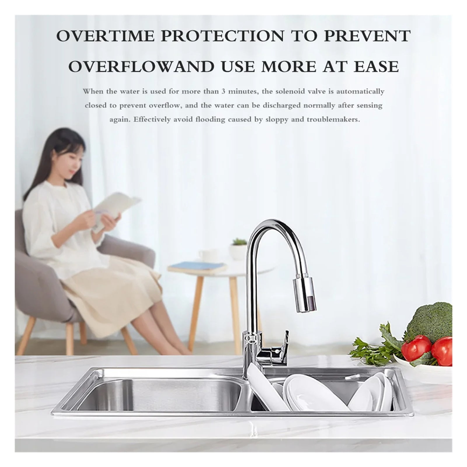 Intelligent Faucet Water-Saving Sensor Non-contact Faucet, Infrared Sensor Adapter Kitchen Faucets Nozzle For Kitchen Bathroom ,Made to Last