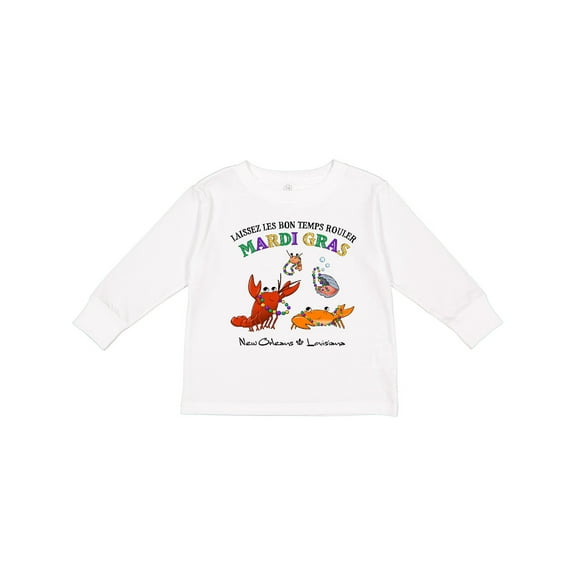 Inktastic Laissez les bon temps rouler Mardi Gras Partying Seafood Boys or Girls Long Sleeve Toddler T-Shirt