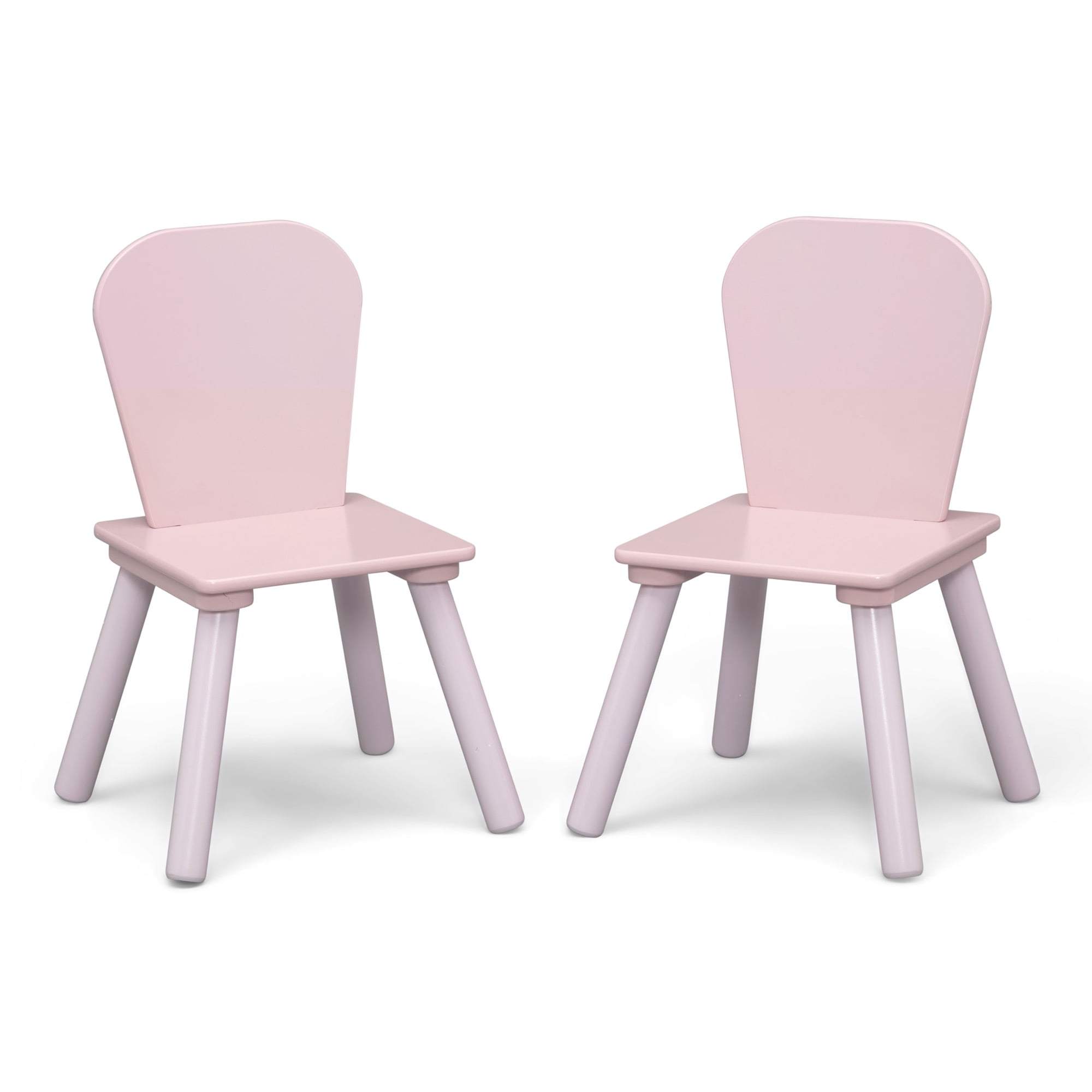 Delta Children 4-Piece Toddler Playroom Set – Includes Play Table, 2 Chairs and 6 Bin Toy Organizer with Reusable Vinyl Cling Stickers, Light Pink/Dark Pink
