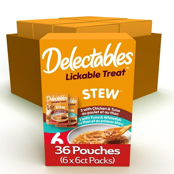 Delectables Lickable Treat Stew Wet Cat Treat Variety Pack, Cat Stew Food Topper and Treats for Cats, Hearty & Succulent Treat, High Moisture, Grain-Free, No A