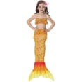 thumbnail image 4 of Kids Girl Mermaid 3 Pieces Set Cosplay Costume Fishtail Bikini Swimsuit Orange, 4 of 4