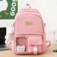 thumbnail image 1 of Mochila escolar informal Mochila de nailon Mochila estilo preppy con varios bolsillos (rosa) Sywqhk Para Estrenar, 1 of 8