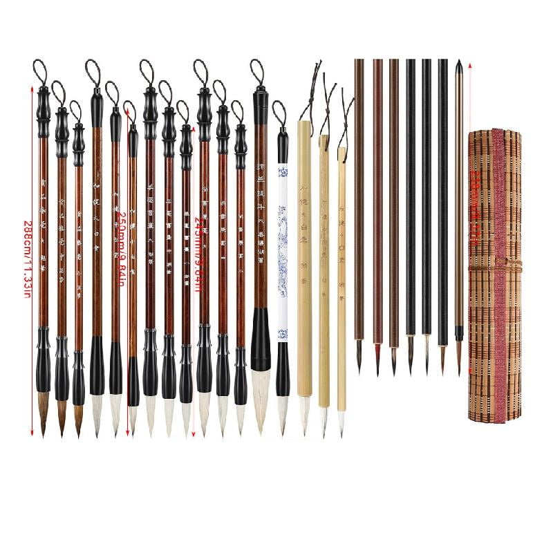 Tizuqe 24Pcs Traditional Chinese Calligraphy Brush Painting Brush Antithetical Couplet Writing Brush Watercolor Paint Brush