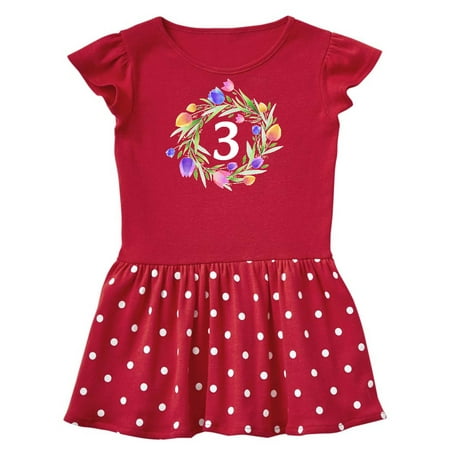 

Inktastic 3rd Birthday Tulip Flower Wreath Gift Toddler Girl Dress