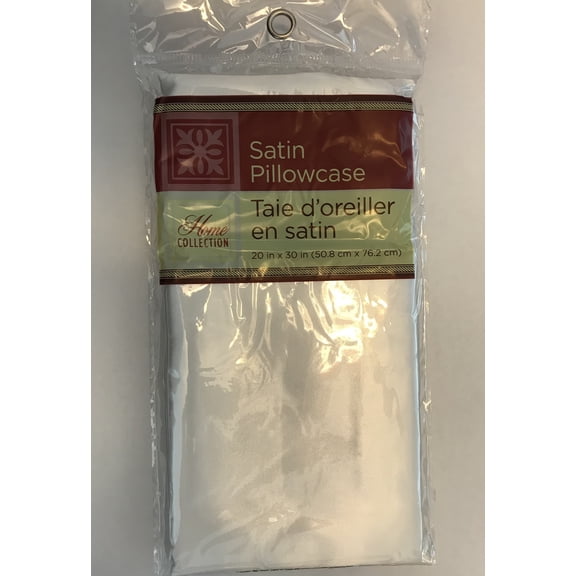 Satin Pillowcase for Hair and Skin, Standard / Queen size 20" x 30"  ( White )