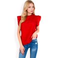 thumbnail image 6 of Women's Ruffled Sleeve Pleated Front Knit Top- Burgundy,Large, 6 of 7
