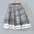 thumbnail image 2 of yillto Womens Plaid Skirts Elastic High Waist a Line Pleated Tiered Flowy Cute Mini Skirt with Shorts, 2 of 5