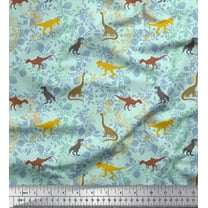 Soimoi Cotton Voile Fabric Leaves & Dinosaur Jungle Printed Fabric 1 Yard 42 Inch Wide