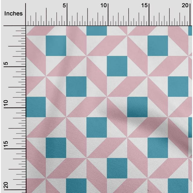 oneOone Cotton Silk Fabric Triangle|Parallelogram & Square Geometric Print Fabric By The Yard 42 Inch Wide