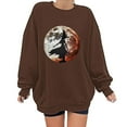 thumbnail image 2 of yoeyez Halloween Sweatshirt for Women Oversized Ghosts Graphic Print Long Sleeve Sweatshirts Crewneck Casual Fall Pullover Tops Brown,S, 2 of 6