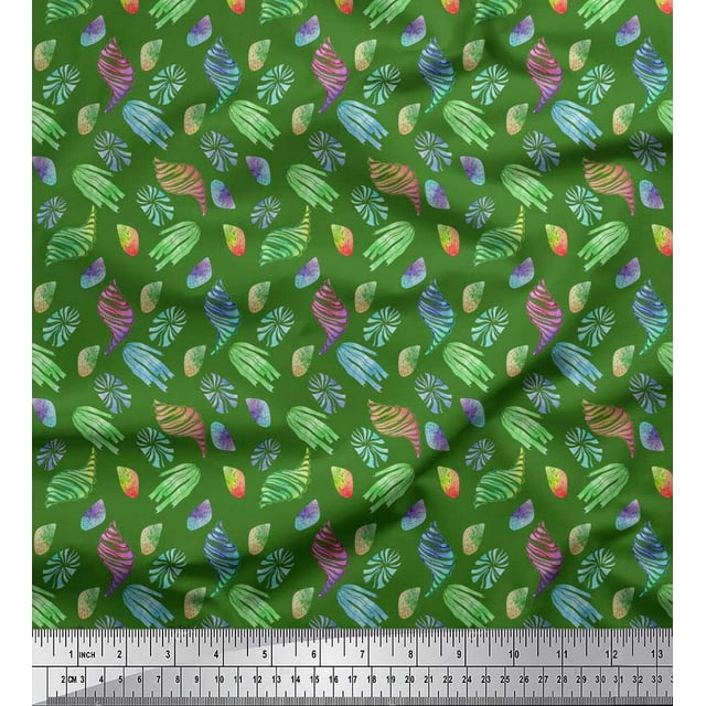 Soimoi Poly Georgette Fabric Coral & Seashell Ocean Printed Craft Fabric by the Yard 42 Inch Wide