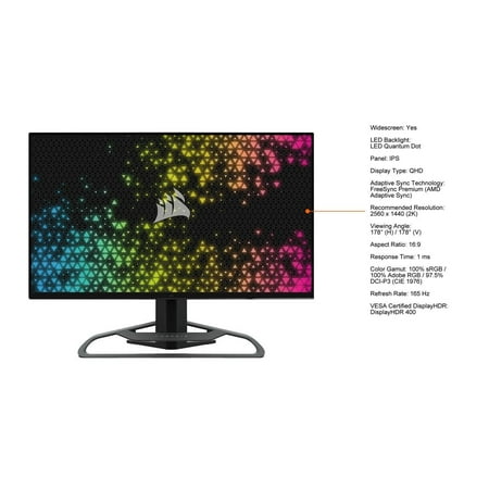 CORSAIR - XENEON 32QHD165 32” IPS LED QHD FreeSync Premium Monitor and G-Sync Compatible with HDR400 165Hz (DP, HDMI, and USB-C) - Black