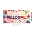 thumbnail image 1 of Colorful Welcome Banner with Confetti and Balloons Party Decoration Backdrop Bunting Flags Celebration Background Event Photography Props, 1 of 4