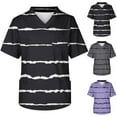 thumbnail image 4 of Xfvqtps V-Neck Stripe Scrubs Tops for Women Plus Size Stretch Wrinkle-Resist Medical Nursing Uniform with 2 Pockets Comfortable Lightweight Short Sleeves Casual Working Uniform Purple, 4 of 4
