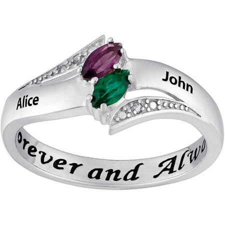 Couple's Personalized Promise Ring in Sterling Silver with Diamond ...
