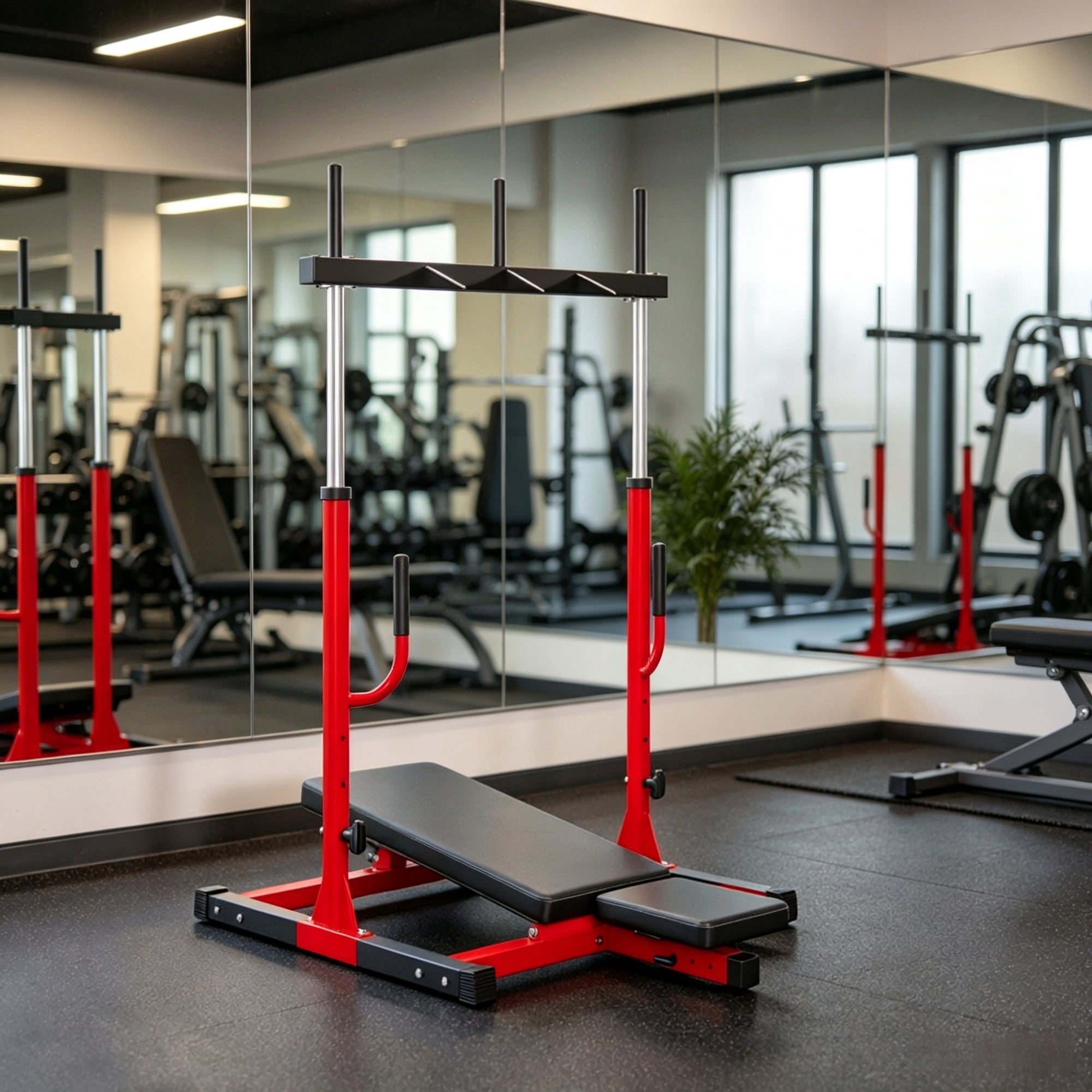 Heavy-Duty Red Vertical Leg Press Machine with Adjustable Leg, Back & Head Positions, 1" Standard Plate Compatible Strength Training Equipment