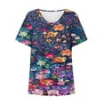 thumbnail image 2 of Blusas de Manga Corta para las Mujeres con Cuello en V Impreso Suéter Casual Top, Blusas para las Mujeres Casual, 2 of 4