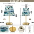 thumbnail image 2 of Modern Minimalist Cone Desk Lamp Antique Bronze Base & Linen Shade Bedside Table Lamp for Bedroom Living Room, Office, Dorm Blue and Green Flowers Medium, 2 of 7