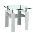 thumbnail image 3 of Cfowner Modern 2-Tier Rectangle Tempered Glass End Table with Wood Legs, 24"L x 24"W x 24"H, 3 of 5