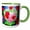 Green/White, variant on 3drose, Valentines Day. Floral Heart Full of Red, Pink Rose Flowers for You, 15oz Mug