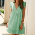thumbnail image 4 of Summer Dresses for Women V Neck Short Sleeve Casual Beach Dress Flowy Ruffle Hem Mini Summer Dresses, 4 of 6