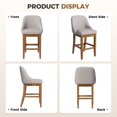 thumbnail image 6 of Bar Stool Set of 2, 26" Upholstered Counter Height Stools with Back, Solid Wood Legs, Faux Leather Bar Chairs for Kitchen Island, 6 of 10
