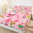 thumbnail image 3 of Castle Fairy Letter Monogrammed K 4 Pieces Queen Sheet Sets for Preppy Child,Christmas Santa Claus Deer Ultra Soft Flat Sheet,Happy New Year Queen Fitted Sheet,Microfiber Bedroom Decor, 3 of 7