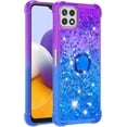 thumbnail image 6 of case for Samsung Galaxy A22 5G (N0 4G) Case w/Ring Holder,Creativity Clear Gradient Quicksand Glitter Flowing Liquid Floating Women Girls Cute Case TPU Cover for Samsung Galaxy A22 5G JB Purple Navy, 6 of 14