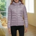 thumbnail image 2 of Winter Puffer Coats for Women Lightweight Puffy Jacket Packable Hooded Down Coat Purple XXL, 2 of 5
