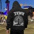 thumbnail image 2 of KHONTS Hooded Sweatshirt for Men YHWH Hoodies Shirt Inspirational Funny Letter Printed Graphic Pullover Tops Black XL, 2 of 6