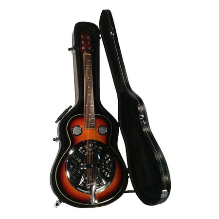 RESONATOR GUITAR in HARD CASE Acoustic-Electric Steel Pan SAPELE Bluegrass (Best Acoustic Electric Guitar Strings)