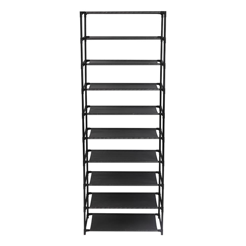 Ktaxon 6/8/10 Tiers Compact Shoe Rack Shoe Shelf 30 Pairs Closet Storage Organizer Space Saving for Entryway Bedroom Dorm, Black