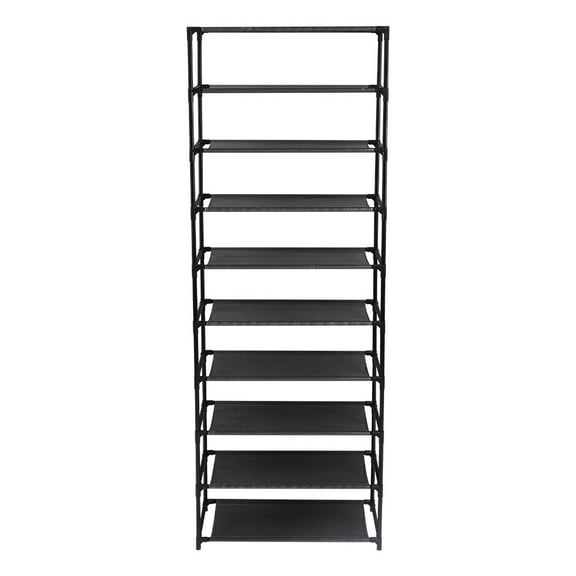 UBesGoo 10 Tiers Shoe Rack Shoe Shelf Free Standing 30 Pairs Shoe Tower Stand Space Saving Storage Organizer for Closet Entryway Bedroom Dorm Black
