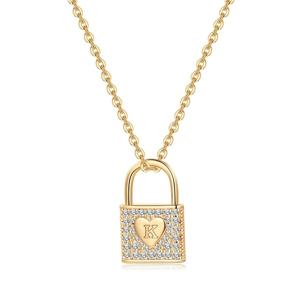TINGN Lock Necklace for Women Dainty Lock Chain Necklace Letter E ...