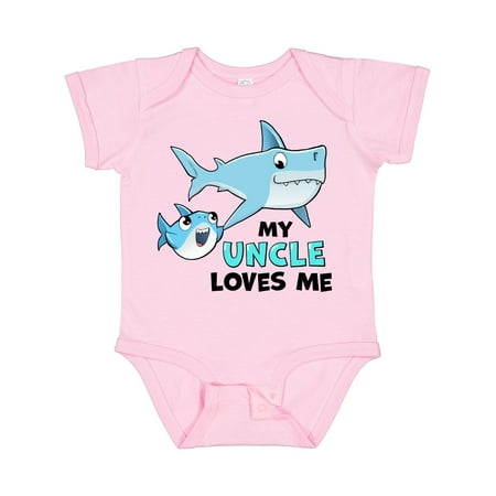 

Inktastic My Uncle Loves Me with Cute Sharks Gift Baby Boy or Baby Girl Bodysuit